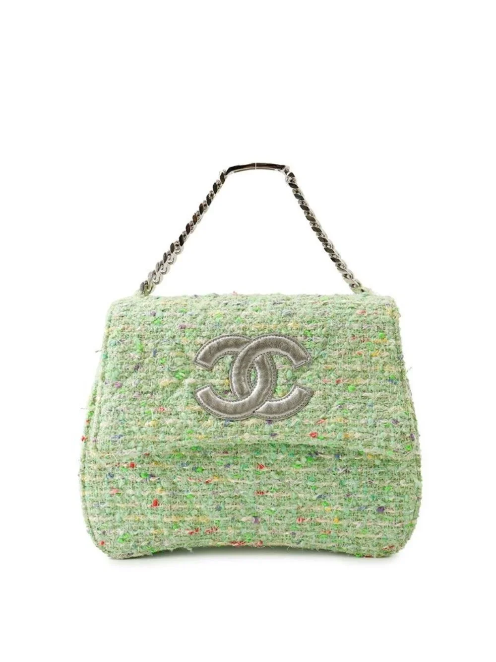 Chanel Handbag CC Logo Jumbo CC Tweed Chain Handle